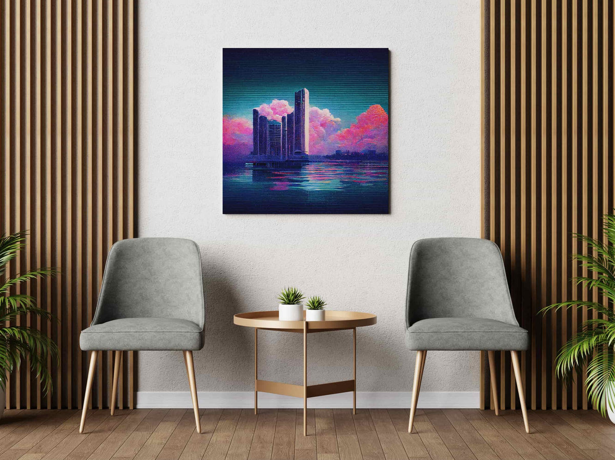 Vaporwave Square Canvas Print Synthwave Canvas Art Prints Canada