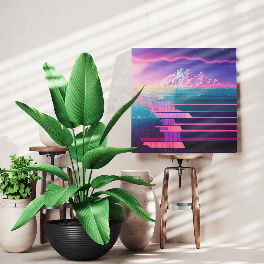 Dreams of Color Synthwave Print | Canvas wall art print by Wall Nostalgia. Custom Canvas Prints, Made in Calgary, Canada | Large canvas prints, canvas wall art canada, canvas prints canada, canvas art canada, synthwave aestehetic, retrowave art, retrowave aesthetic, vaporwave art, vaporwave aesthetic, retro wall art 