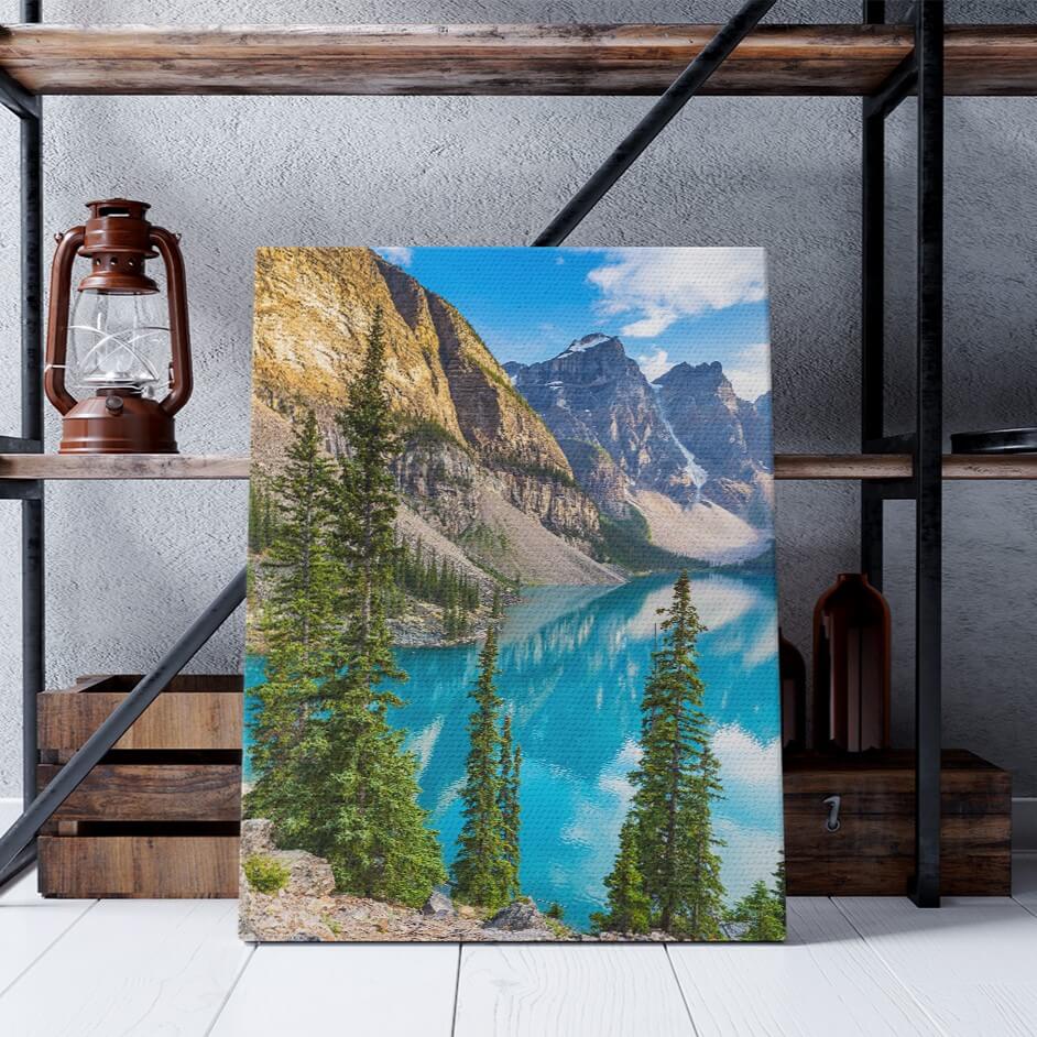 Banff canvas print | Canvas wall art print, Banff print, Banff wall art, Banff painting, Mountain lake print, Mountain print, Moraine Lake