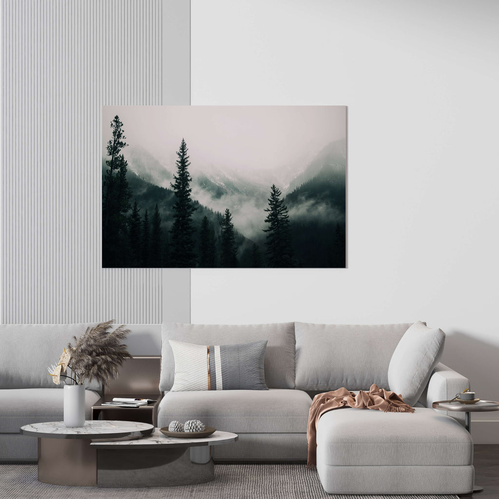Foggy Forest Print | Canvas art print, Large canvas art, Foggy forest canvas, Foggy Forest Wall Art, Foggy Mountain Art Prints, Foggy Tree