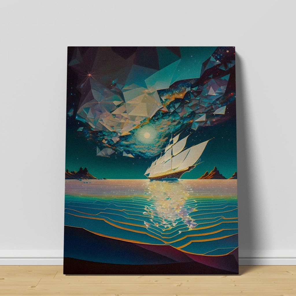 Surrealist Art Print | Canvas wall art print by Wall Nostalgia. FREE SHIPPING on all orders. Custom Canvas Prints, Made in Calgary, Canada, Large canvas prints, framed canvas prints, Surrealist art print canvas wall art, Milky way print, Surrealist print, Vintage Collage Art, Cosmic art, Futuristic art print, Prism art
