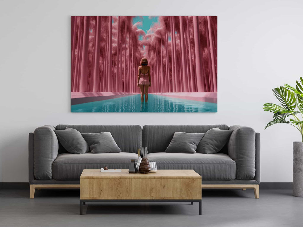 Pink Barbie Print | Canvas wall art print by Wall Nostalgia. Custom Canvas Prints, Made in Calgary, Canada | Large canvas prints, framed canvas prints, Barbie wall art, barbie art, trendy wall art canada, feminine wall art, Barbie wall art decor, barbie wall art print, barbie wall decor, pink wall art prints canada