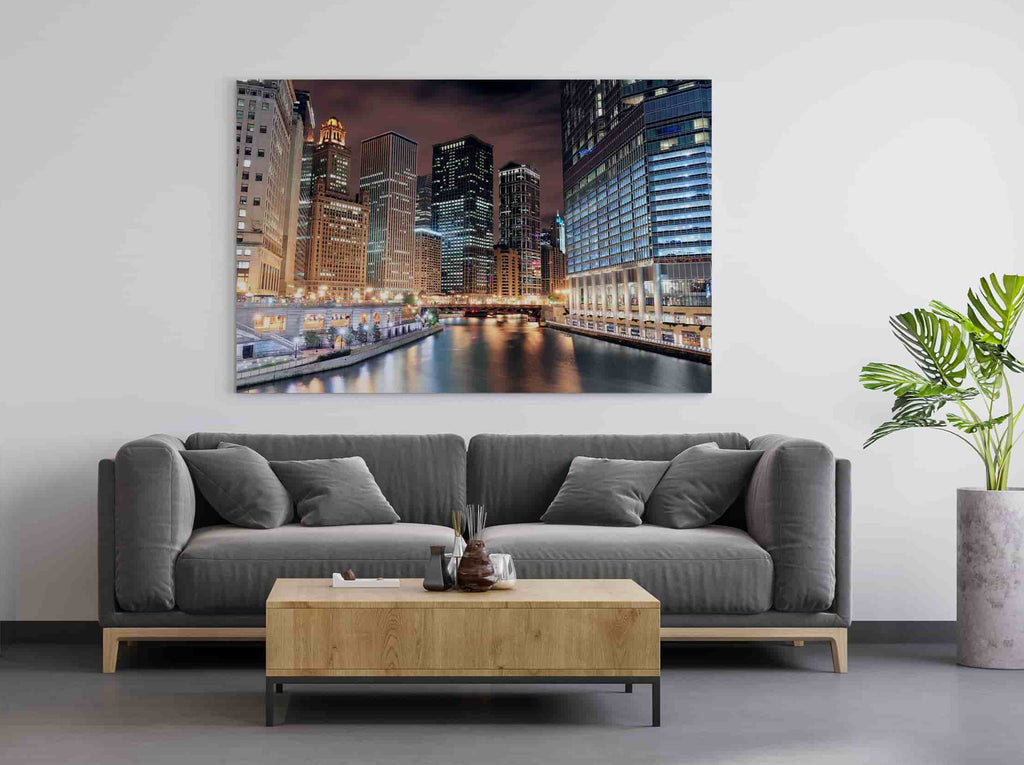 Chicago Canvas Print | Canvas wall art print by Wall Nostalgia. Custom Canvas Prints, Made in Calgary, Canada | Large canvas prints, framed canvas prints, Chicago Canvas Art, Chicago Canvas Print, Chicago Wall Art, Chicago Canvas, Chicago City Prints, Chicago City Canvas, Chicago Poster Art, Chicago City, Chicago Art