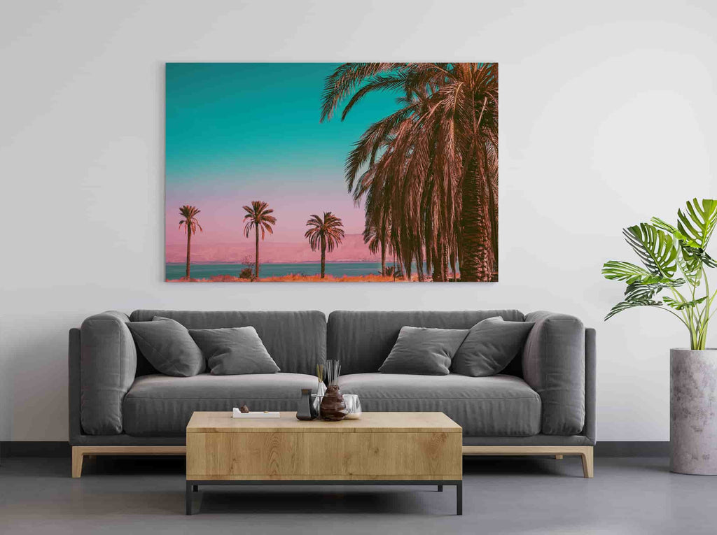 California Palm Tree Canvas Print | Canvas wall art print by Wall Nostalgia. Custom Canvas Prints, Made in Calgary, Canada | Large canvas prints, Cotton Candy Palm Tree Canvas Wall Art | Palm Tree Canvas Picture, Trendy Wall Art, Pastel Prints, Girly Wall Art, Pastel Sunset Print, Canvas Prints Canada, Wall Art Canada