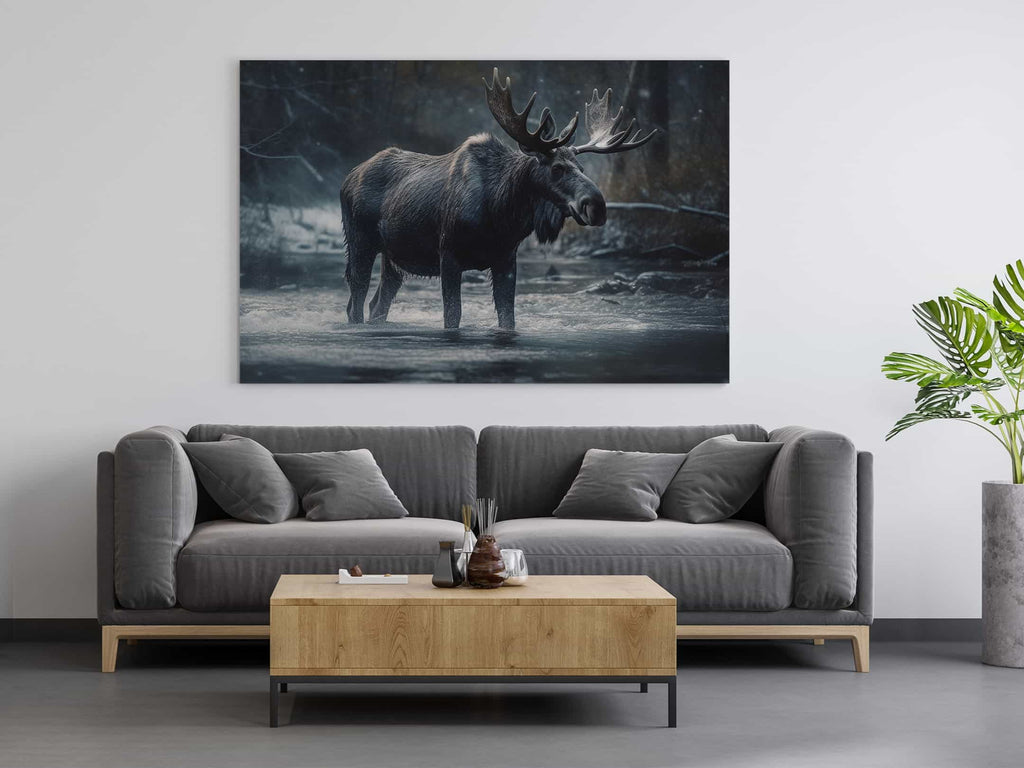 Moose Canvas Print | Canvas wall art print by Wall Nostalgia. Custom Canvas Prints, Made in Calgary, Canada | Large canvas print, framed canvas print, moose wall art, wildlife art print, wildlife wall art, moose canvas wall art, wildlife wall art canada, Moose art print, canvas wall art prints canada, canvas art prints