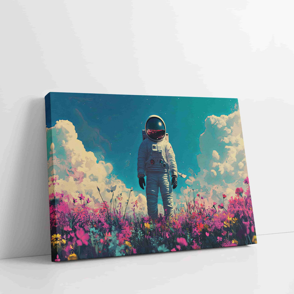 Field of Dreams Astronaut Wall Art Print | Canvas wall art print by Wall Nostalgia. Custom Canvas Prints, Made in Canada | Wall Art Canada, Canvas Art Canada, Large canvas prints Canada, Wall Art for Living Room, Wall Art for Office, Wall Art for Bedroom, Canvas Prints Canada, Astronaut wall art prints, Astronaut wall decor, Astronaut art prints, girly wall art, trendy wall art, modern wall art, unique wall art prints canada