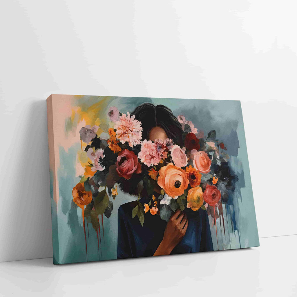 Floral Blooms Canvas Wall Art Print | Canvas wall art print by Wall Nostalgia. Custom Canvas Prints Made in Canada | Bedroom wall art, living room wall art, girly wall art, feminine wall art, bathroom wall art prints, contemporary wall art, canvas wall art canada, art prints canada