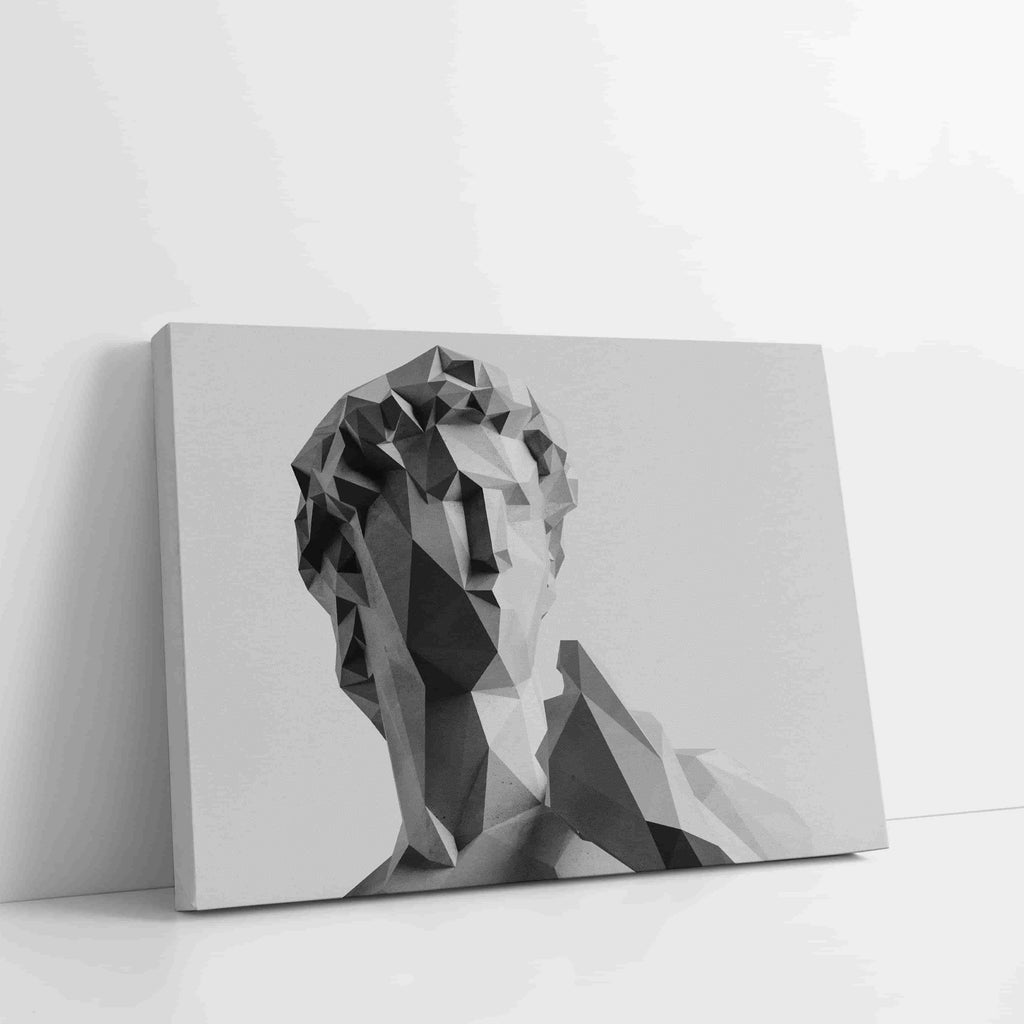 Geometric Greek God Canvas Wall Art Print | Black and White Canvas wall art print by Wall Nostalgia. Custom Canvas Prints, Made in Canada | Wall Art Canada, Canvas Art Canada, Large canvas prints Canada, Wall Art for Living Room, Wall Art for Office, Wall Art for Bedroom, Canvas Prints Canada, greek god art prints, greek god wall art, trendy wall art prints, modern wall art prints, neon wall art prints, greek statue wall art, unique wall art prints, geometric wall art prints
