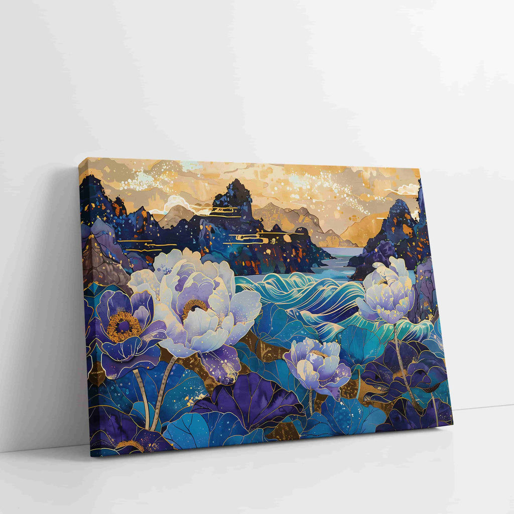 Purple Peonies Canvas Art Print | Canvas wall art print by Wall Nostalgia. Custom Canvas Prints, Made in Calgary, Canada | Living room wall art, bedroom wall art, office wall art, canvas art prints, flower art prints, flower wall art prints, purple flower wall art, purple peony wall art, peony canvas art, peony art print 