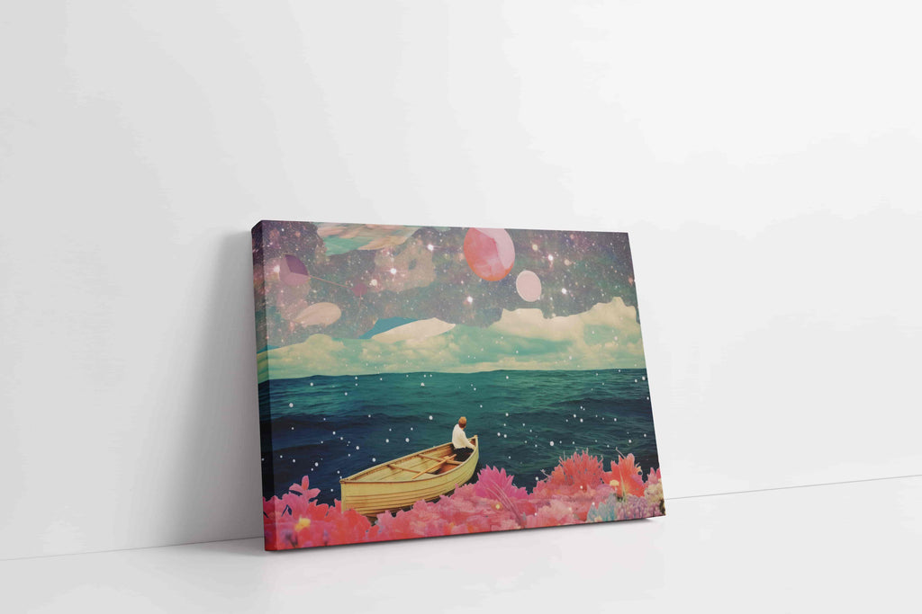 Ocean Journey Surrealism Wall Art Print  | Canvas wall art print by Wall Nostalgia. Custom Canvas Prints, Made in Canada | Wall Art Canada, Canvas Art Canada, Large canvas prints Canada, Wall Art for Living Room, Wall Art for Office, Wall Art for Bedroom, Canvas Prints Canada, fantasy wall art, fantasy art prints, girly wall art, feminine wall art, dreamy wall art, trendy wall art canada, unique wall art prints, unique art prints