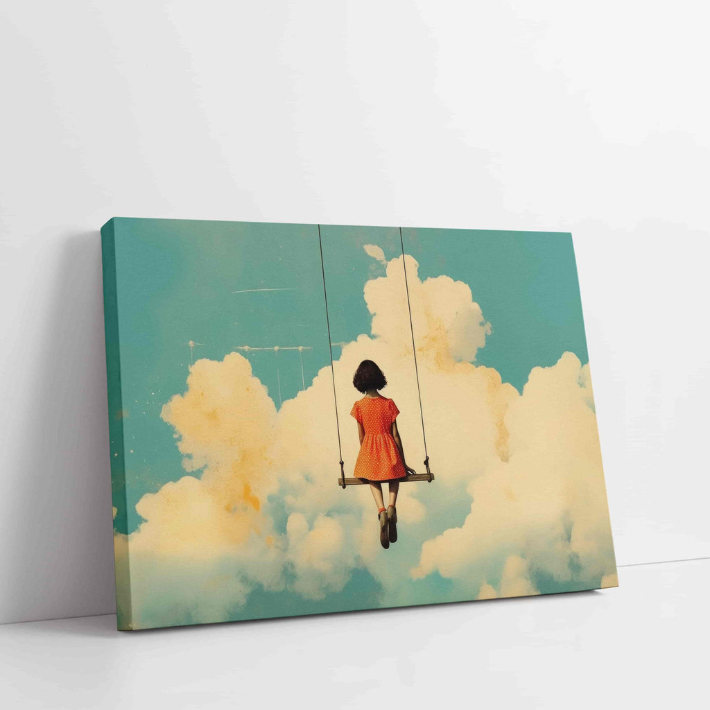 Big Dreams in the Sky Surrealism Art Print | Canvas wall art print by Wall Nostalgia. Custom Canvas Prints, Made in Canada | Wall Art Canada, Canvas Art Canada, Large canvas prints Canada, Wall Art for Living Room, Wall Art for Office, Wall Art for Bedroom, Canvas Prints Canada, surrealism art print, childrens room wall art, wall art for nursery, nursery wall art print, nursery wall decor