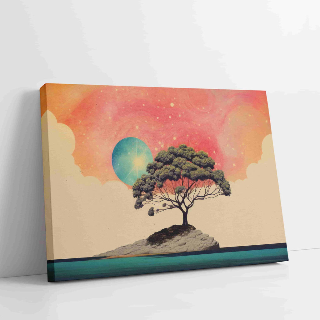 Secluded Galaxy Surrealism Canvas Art Print| Canvas wall art print by Wall Nostalgia. Custom Canvas Prints, Made in Canada | Wall Art Canada, Canvas Art Canada, Large canvas prints Canada, Wall Art for Living Room, Wall Art for Office, Wall Art for Bedroom, Canvas Prints Canada, Surrealism art, synthwave art print, trendy wall art prints, unique wall art prints, unique canvas art prints Canada, modern wall art prints, contemporary wall art prints