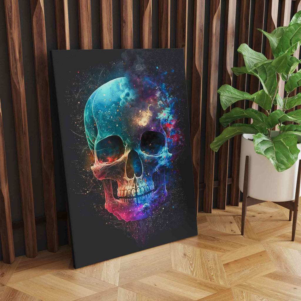 Cosmic Skull Print | Canvas wall art print by Wall Nostalgia. Custom Canvas Prints, Made in Calgary, Canada | Large canvas prints, framed canvas prints, Skull art, Skull wall art print, Skull Canvas art, Gothic art print, Skull canvas wall art, Skull art print, Living room wall art decor, Canvas wall art prints Canada