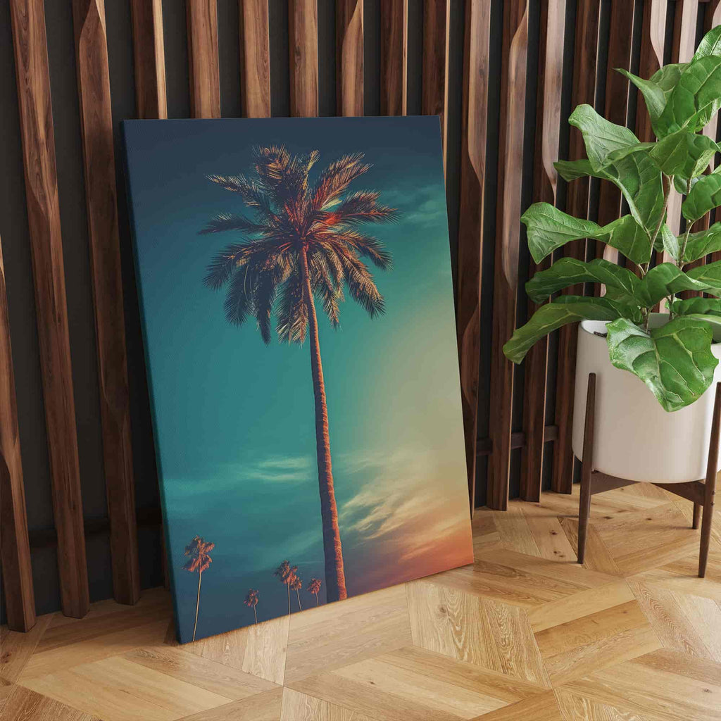 Dreamy Palm Tree Canvas Wall Art Print | Canvas wall art print by Wall Nostalgia. Custom Canvas Prints, Made in Calgary, Canada | Large canvas prints, framed canvas prints, Dreamy Palm Tree Canvas Print, Palm Tree Print, Palm Tree Wall Art, Palm Tree Canvas, Trendy Wall Art, Palm Tree Wall Art Print, Fantasy Art Print
