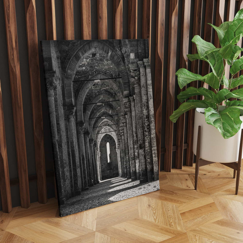 Black and White Stonework Architecture Print | Canvas wall art print by Wall Nostalgia. Custom Canvas Prints, Made in Calgary, Canada | Large canvas prints, framed canvas prints, Door Wall Art Canvas Print | Door Art Print, Modern Wall Art Print, Door Canvas Print, Door Art Print, Door Print, Architecture Print Photo