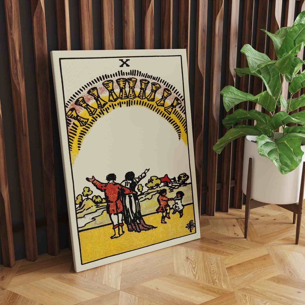Ten of Cups Tarot Card Canvas Print | Canvas wall art prints by Wall Nostalgia. Custom canvas prints made in Calgary, canvas wall art canada, tarot cards printing Canada, ten of cups tarot card art prints, tarot card canvas art, ten of cups tarot card art, tarot cards canada, tarot card pictures, canvas prints Canada