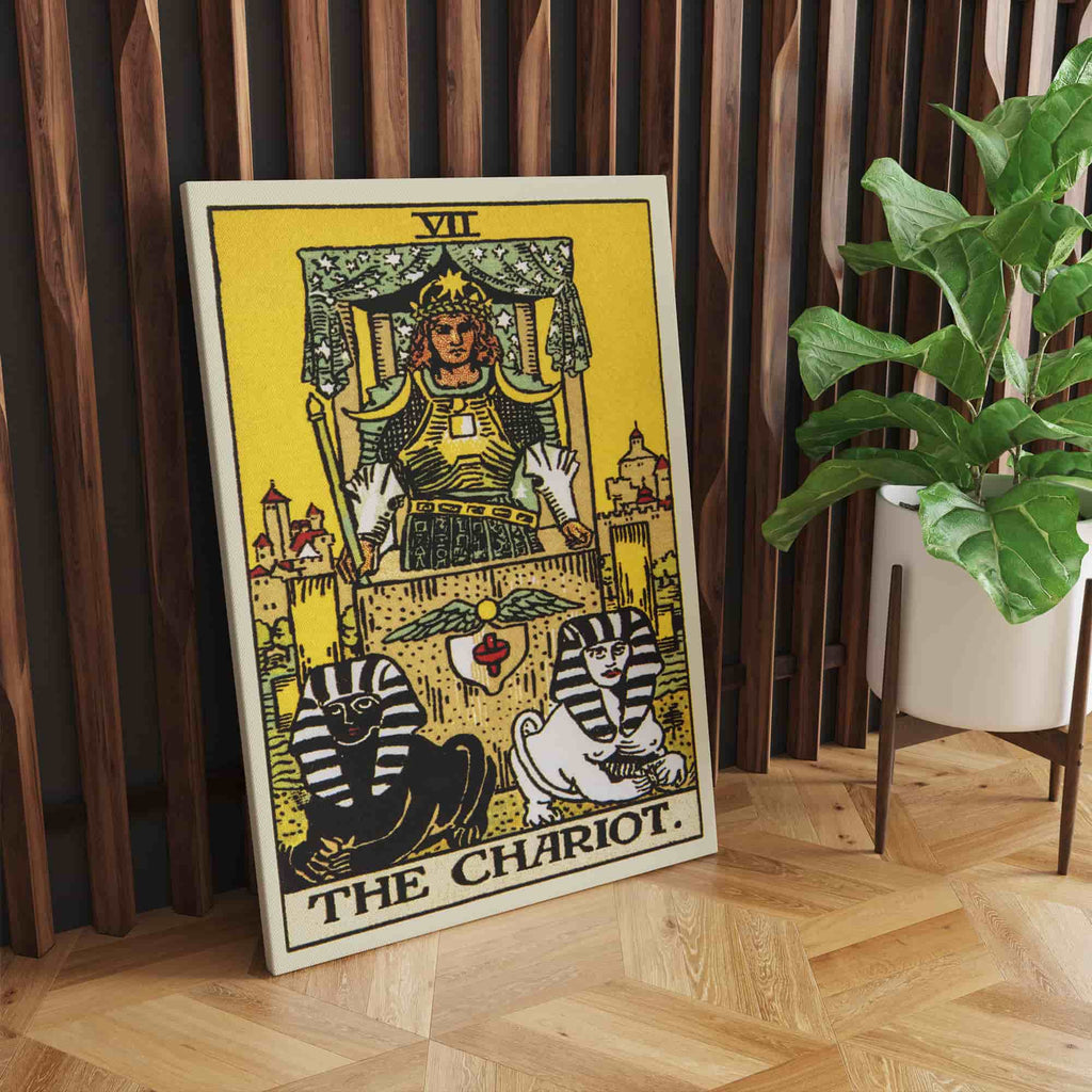 The Chariot Tarot Card Canvas Print | Canvas wall art prints by Wall Nostalgia. Custom canvas prints made in Calgary, canvas wall art canada, tarot cards printing Canada, the chariot tarot card art prints, the chariot tarot card canvas art, tarot card art, tarot cards canada, tarot card pictures, canvas prints Canada