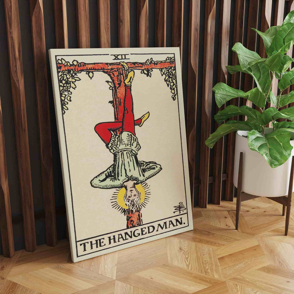 The Hanged Man Tarot Card Canvas Print | Canvas wall art prints by Wall Nostalgia. Custom canvas prints made in Calgary, canvas wall art canada, tarot cards printing Canada, hanged man tarot card art prints, hanged man tarot card canvas art, tarot card art, tarot cards canada, tarot card pictures, canvas prints Canada