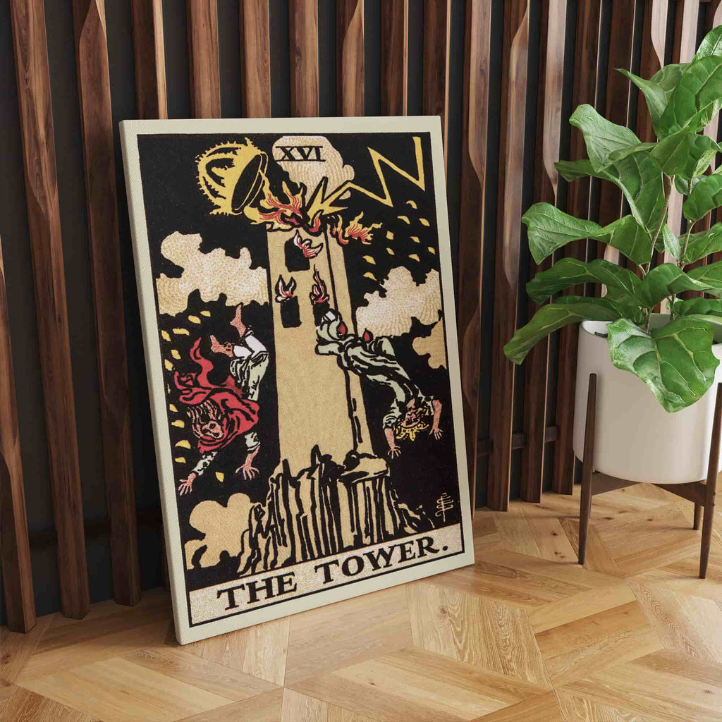The Tower Tarot Card Canvas Print | Canvas wall art prints by Wall Nostalgia. Custom canvas prints made in Calgary, canvas wall art canada, tarot cards printing Canada, the tower tarot card art prints, the tower tarot card canvas art, tower tarot card art, tarot cards canada, tarot card pictures, canvas prints Canada