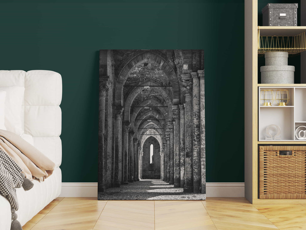 Black and White Stonework Architecture Print | Canvas wall art print by Wall Nostalgia. Custom Canvas Prints, Made in Calgary, Canada | Large canvas prints, framed canvas prints, Door Wall Art Canvas Print | Door Art Print, Modern Wall Art Print, Door Canvas Print, Door Art Print, Door Print, Architecture Print Photo