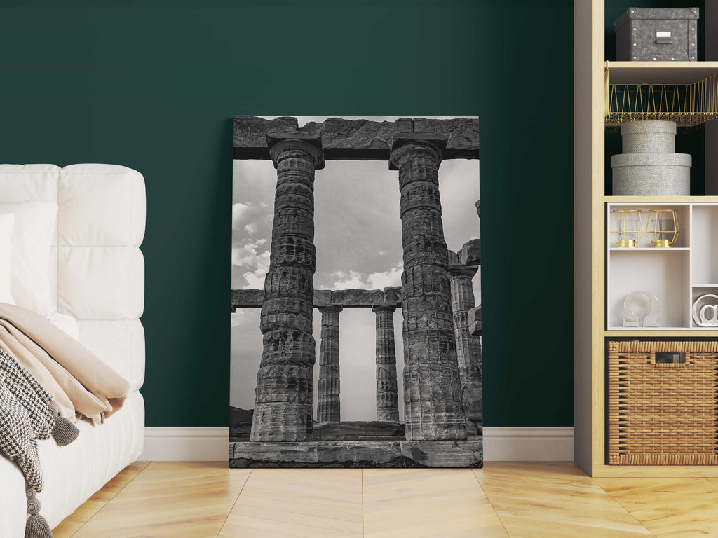 Ancient Columns Wall Art Print | Canvas wall art print by Wall Nostalgia. Custom Canvas Prints, Made in Calgary, Canada, Large canvas prints, framed canvas prints, Greek Art Canvas Print | Modern Wall Art, Greek Art Print, Architecture Print, Living Room Wall Art Print, Greece Canvas Art Print, Ancient architecture art