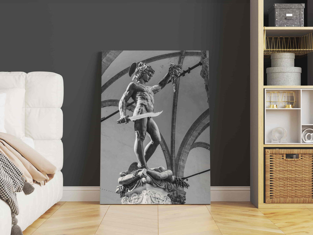 Perseus and the Head of Medusa Print | Canvas wall art print by Wall Nostalgia. Custom Canvas Prints, Made in Calgary, Canada | Large canvas prints, canvas prints, Perseus Canvas Print | Perseus and Medusa Art Print, Greek Statue Print, Greek Print, Greek Mythology Art, Perseus Medusa Print, Greek Art, Perseus Medusa