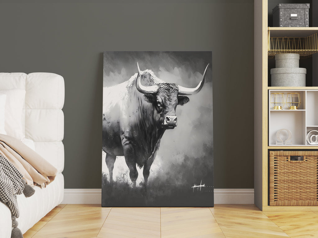 Bull Canvas Print, Bull Art Print, Bull Canvas Art Prints Canada | Canvas wall art print by Wall Nostalgia. Custom canvas prints, large canvas prints, framed canvas prints, Bull Canvas Wall Art | Bull Print, Bull Art Canvas, Bull Art Print, Bull Art, Bull Wall Art, Bull with horns, Bull Canvas Print, Bull Canvas