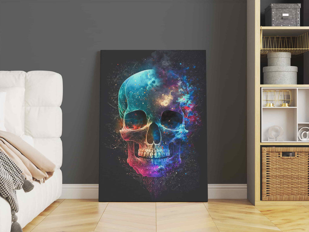 Cosmic Skull Print | Canvas wall art print by Wall Nostalgia. Custom Canvas Prints, Made in Calgary, Canada | Large canvas prints, framed canvas prints, Skull art, Skull wall art print, Skull Canvas art, Gothic art print, Skull canvas wall art, Skull art print, Living room wall art decor, Canvas wall art prints Canada