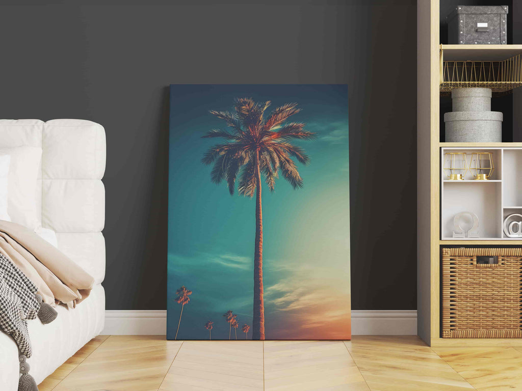 Dreamy Palm Tree Canvas Wall Art Print | Canvas wall art print by Wall Nostalgia. Custom Canvas Prints, Made in Calgary, Canada | Large canvas prints, framed canvas prints, Dreamy Palm Tree Canvas Print, Palm Tree Print, Palm Tree Wall Art, Palm Tree Canvas, Trendy Wall Art, Palm Tree Wall Art Print, Fantasy Art Print