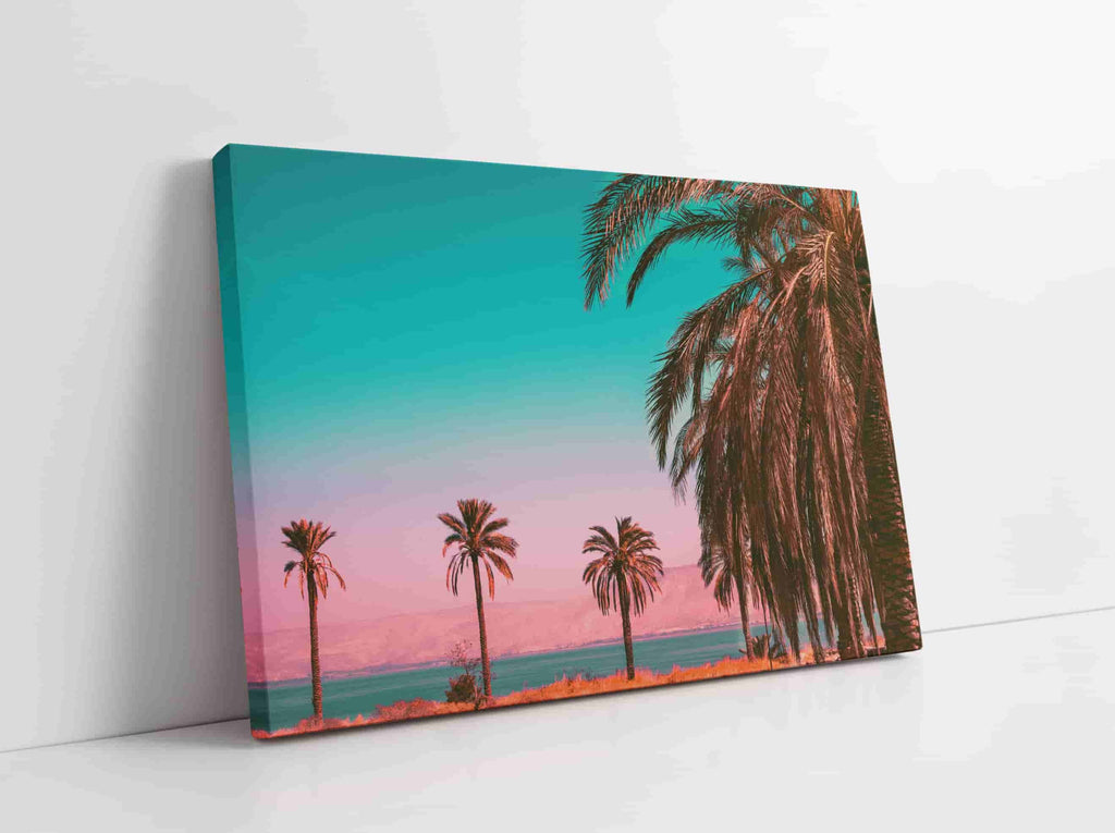 California Palm Tree Canvas Print | Canvas wall art print by Wall Nostalgia. Custom Canvas Prints, Made in Calgary, Canada | Large canvas prints, Cotton Candy Palm Tree Canvas Wall Art | Palm Tree Canvas Picture, Trendy Wall Art, Pastel Prints, Girly Wall Art, Pastel Sunset Print, Canvas Prints Canada, Wall Art Canada