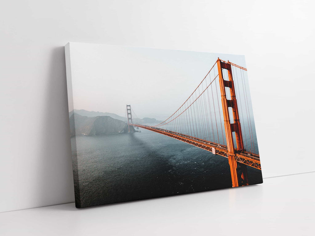 San Francisco Bridge Print | Canvas wall art print by Wall Nostalgia. Custom Canvas Prints, Made in Calgary, Canada | Large canvas prints, canvas prints, San Francisco Bridge Canvas Print, City Wall Art Print, Living room wall art prints Canada. anS Francisco bridge art prints, San Francisco wall art prints canada