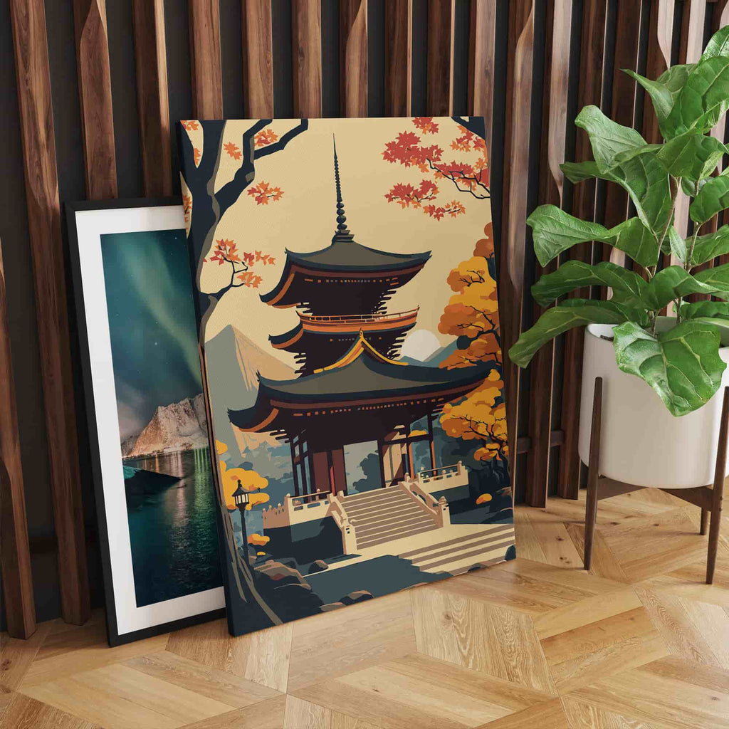 Japanese Art Canvas Print | Canvas wall art print by Wall Nostalgia. Custom Canvas Prints, Made in Calgary, Canada | Large canvas prints, framed canvas prints, Pagoda Japan Canvas Wall Art Prints Canada, trendy wall art canada, canvas wall art canada, living room wall art canada, mens wall art canada, wall art prints