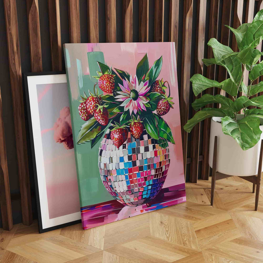 Disco Berry Canvas Wall Art Print | Canvas wall art print by Wall Nostalgia. Custom Canvas Prints, Made in Calgary, Canada | Large canvas prints, framed canvas prints, trendy wall art prints, living room wall art, living room art, living room canvas art, trendy art prints, canvas wall art canada, dining room art prints
