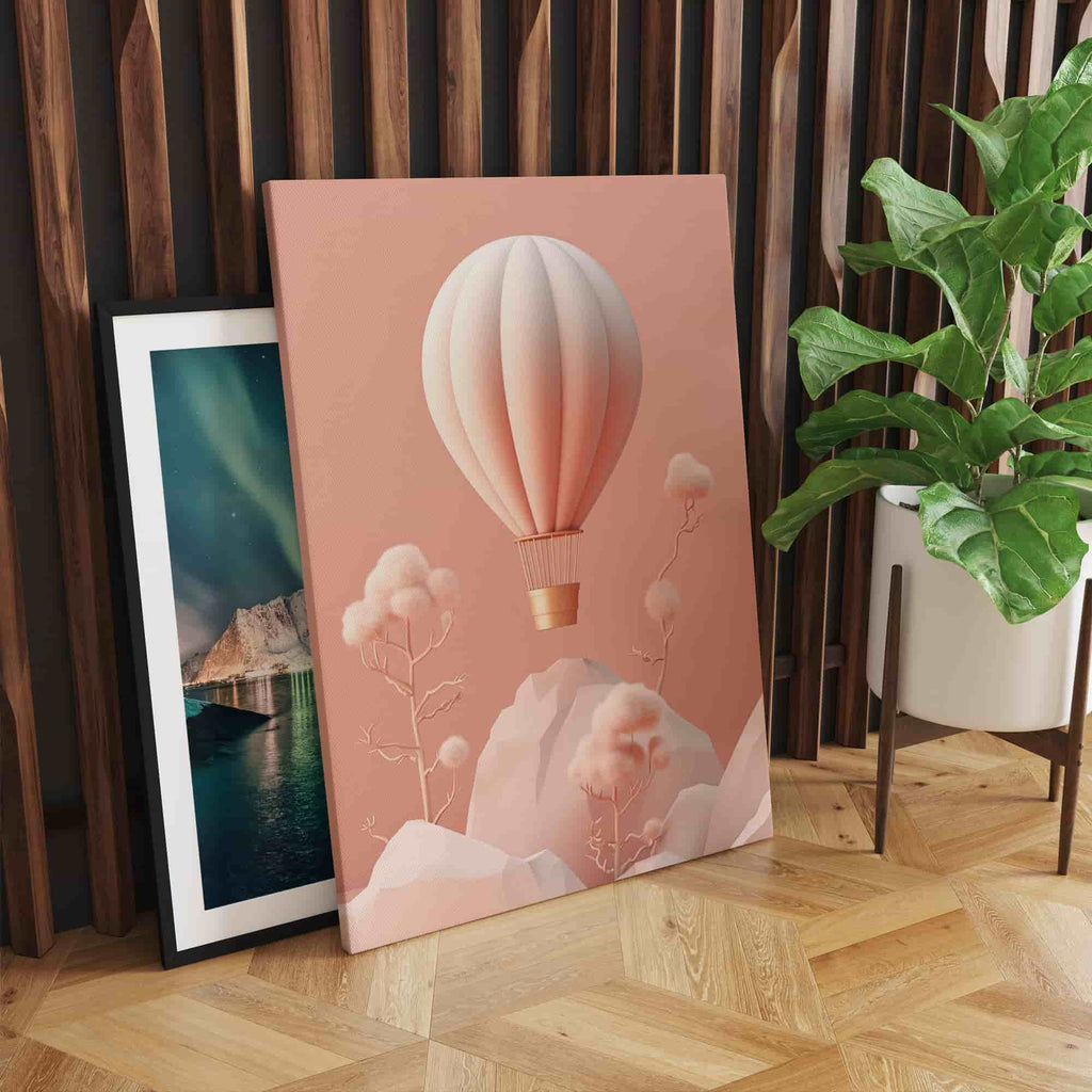 Hot Air Balloon Canvas Print | Canvas wall art print by Wall Nostalgia. Custom Canvas Prints, Made in Calgary, Canada, Large canvas prints, Kids Room Art Print, Kids Bedroom Wall Art, Hot air balloon art, Kids room wall art, playroom wall art, playroom art print, kids bedroom decor, playroom decor, playroom wall art