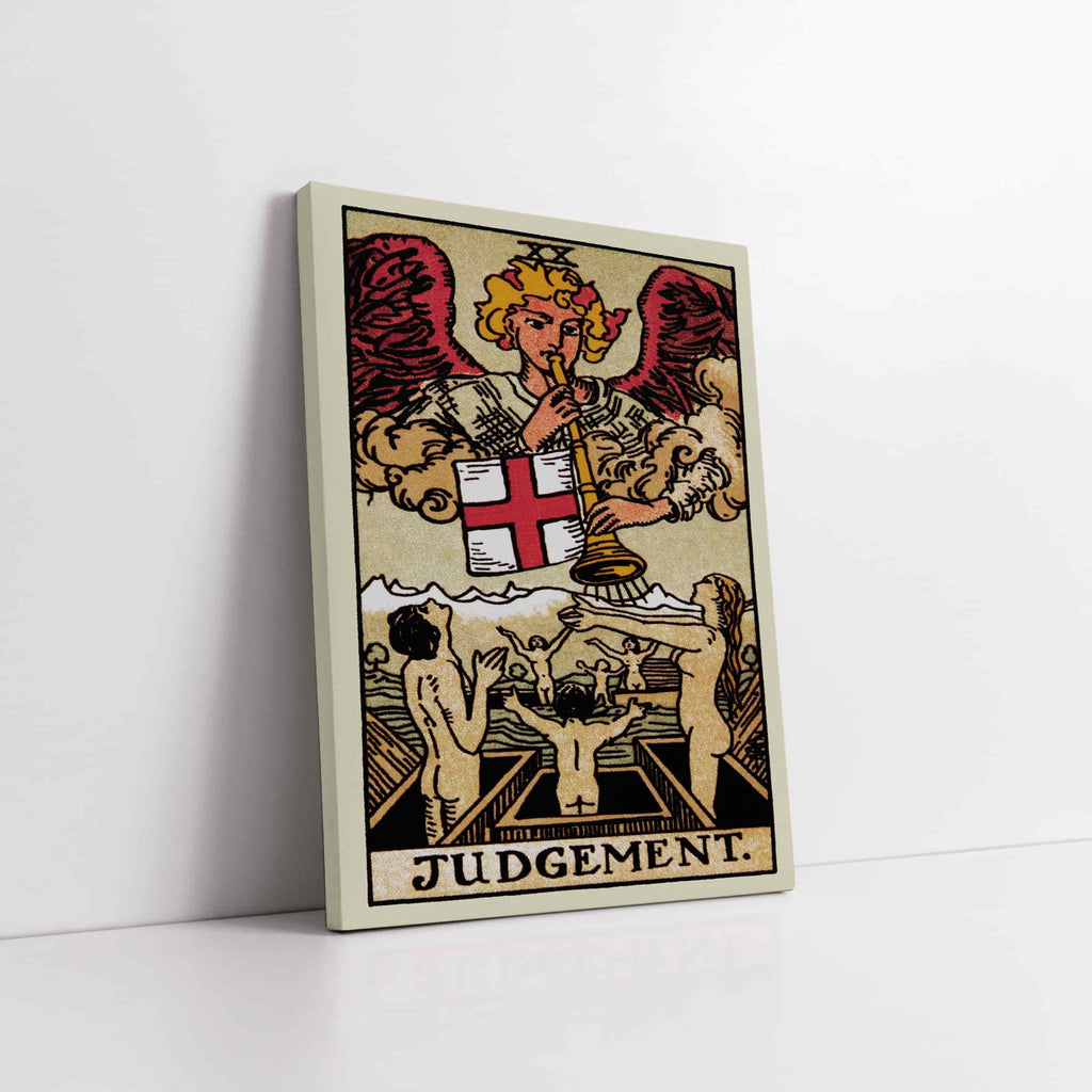 Judgement Tarot Card Art Print | Canvas wall art print by Wall Nostalgia. Custom Canvas Prints, Made in Calgary, Canvas wall art canada, Tarot Cards Printing Canada, Judgement Tarot Card Art Prints, Judgement Tarot Card canvas art, judgement tarot card art, Tarot Cards Canada, Tarot Card Pictures, canvas prints Canada