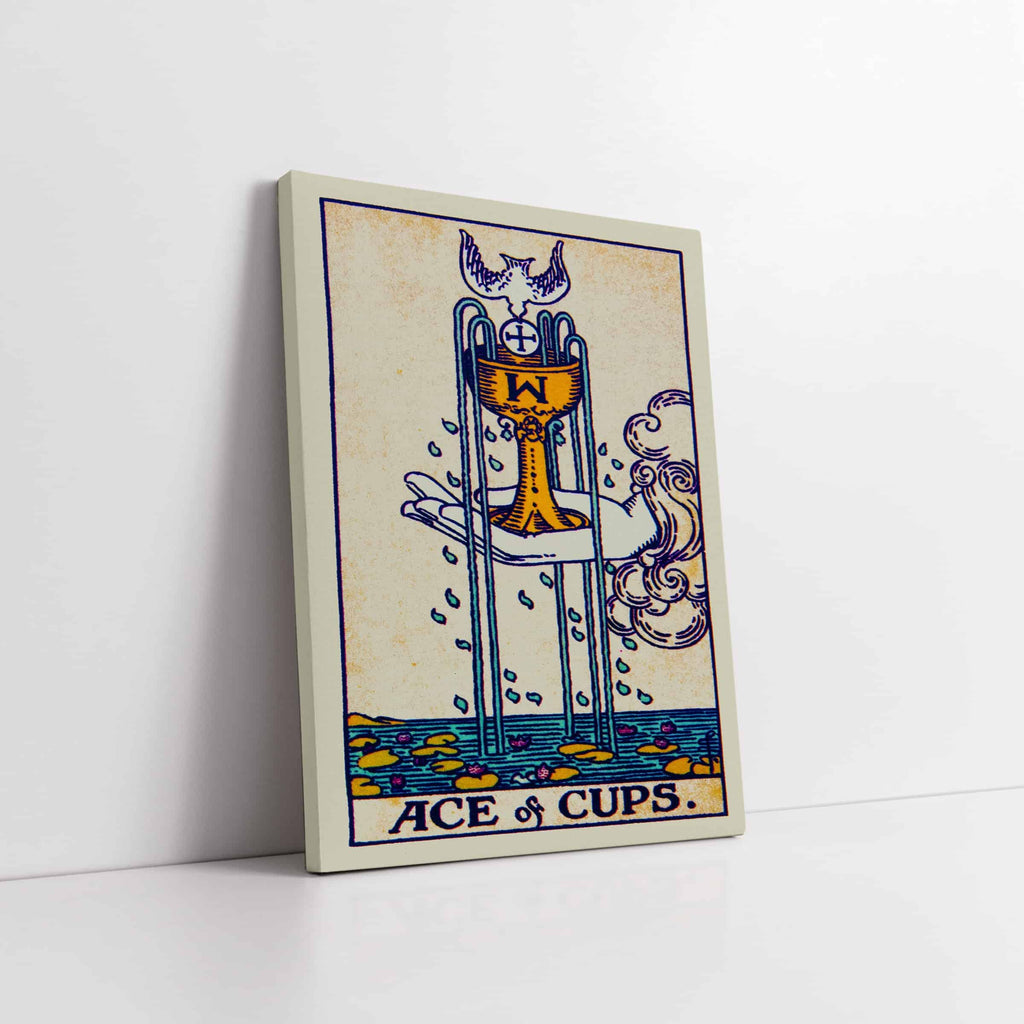 Ace of Cups Tarot Card Canvas Print | Canvas wall art print by Wall Nostalgia. Custom Canvas Prints, Made in Calgary, Canvas wall art canada, Ace of Cups print, Tarot Cards Printing Canada, Tarot Card Art Prints, Tarot Card canvas art, tarot card art, Tarot Cards Canada, Tarot Card Pictures, canvas prints canada