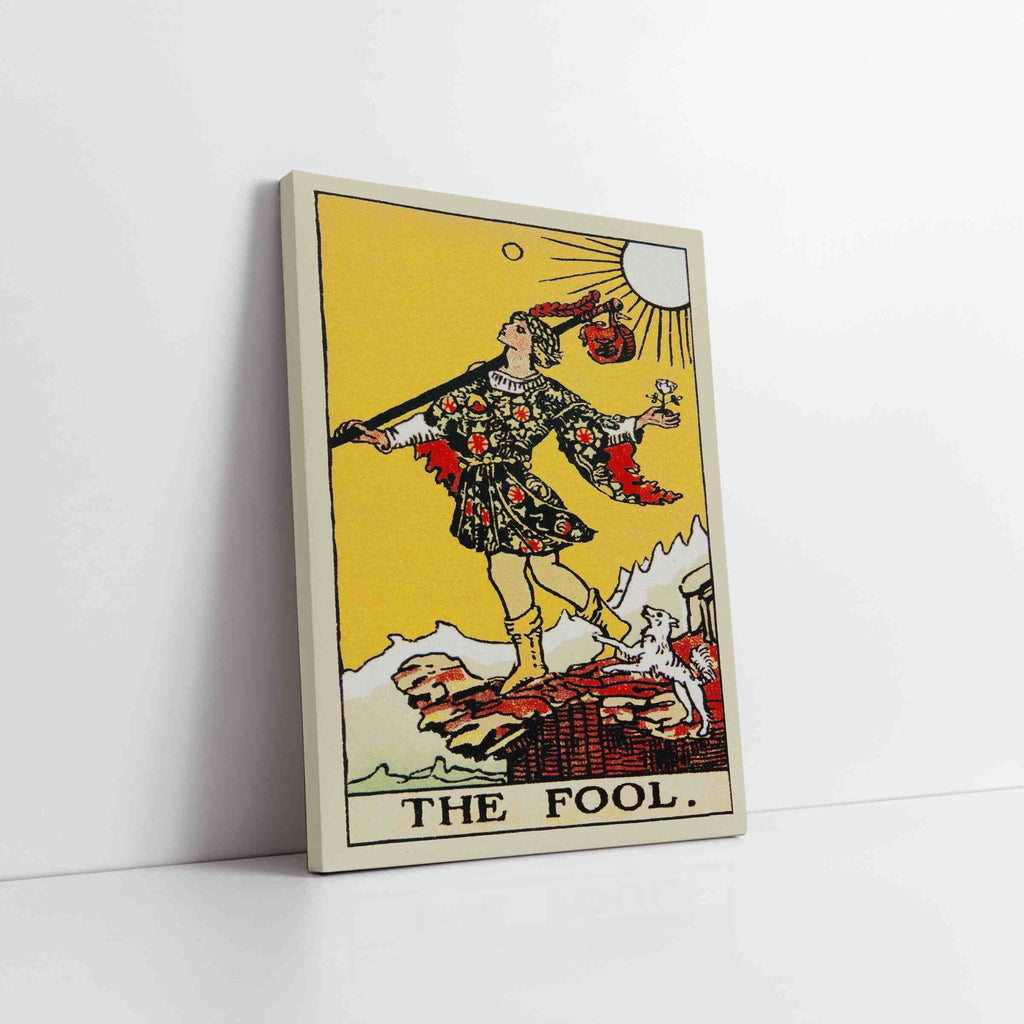 The Fool Tarot Card Canvas Print | Canvas wall art prints by Wall Nostalgia. Custom canvas prints made in Calgary, canvas wall art canada, tarot cards printing Canada, the fool tarot card art prints, fool tarot card canvas art, tarot card art, tarot cards canada, tarot card pictures, canvas prints Canada, tarot deck