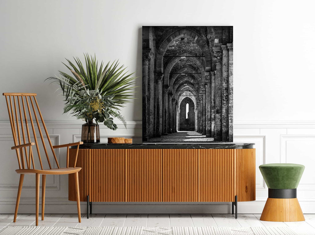 Black and White Stonework Architecture Print | Canvas wall art print by Wall Nostalgia. Custom Canvas Prints, Made in Calgary, Canada | Large canvas prints, framed canvas prints, Door Wall Art Canvas Print | Door Art Print, Modern Wall Art Print, Door Canvas Print, Door Art Print, Door Print, Architecture Print Photo