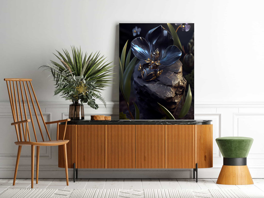 Black Orchid Canvas Wall Art Print | Canvas wall art print by Wall Nostalgia. Custom Canvas Prints, Made in Calgary, Canada | Large canvas prints, Black Orchid Canvas Print, Orchid Art Print, Orchid Canvas Wall Art, Flower Wall Art Print, Black flower art, Black Flower Print, Modern Art Print, Canvas art prints Canada