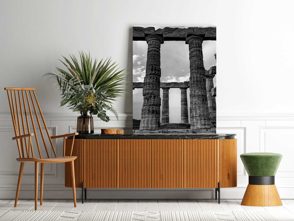 Ancient Columns Wall Art Print | Canvas wall art print by Wall Nostalgia. Custom Canvas Prints, Made in Calgary, Canada, Large canvas prints, framed canvas prints, Greek Art Canvas Print | Modern Wall Art, Greek Art Print, Architecture Print, Living Room Wall Art Print, Greece Canvas Art Print, Ancient architecture art