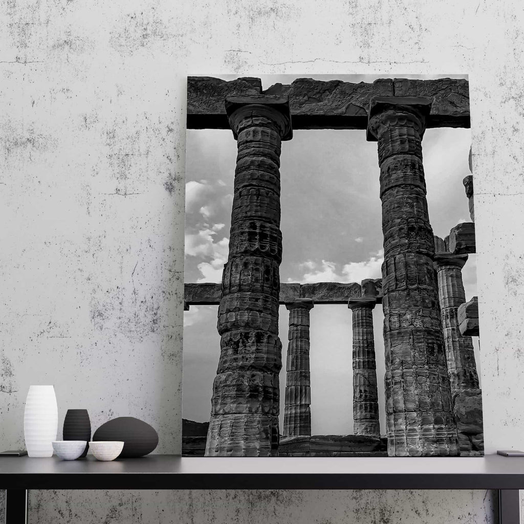 Ancient Columns Wall Art Print | Canvas wall art print by Wall Nostalgia. Custom Canvas Prints, Made in Calgary, Canada, Large canvas prints, framed canvas prints, Greek Art Canvas Print | Modern Wall Art, Greek Art Print, Architecture Print, Living Room Wall Art Print, Greece Canvas Art Print, Ancient architecture art