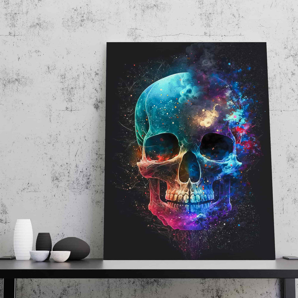 Cosmic Skull Print | Canvas wall art print by Wall Nostalgia. Custom Canvas Prints, Made in Calgary, Canada | Large canvas prints, framed canvas prints, Skull art, Skull wall art print, Skull Canvas art, Gothic art print, Skull canvas wall art, Skull art print, Living room wall art decor, Canvas wall art prints Canada