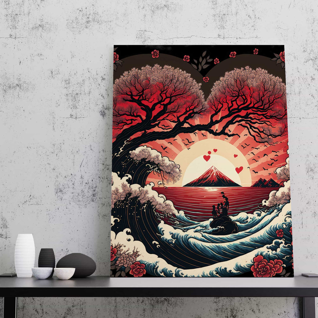 Romance is in the Air Canvas Wall Art Print | Canvas wall art print by Wall Nostalgia. Custom Canvas Prints, Made in Calgary, Canada, Large canvas print, romantic gifts, Romantic Canvas Print, Feminine Wall Art, Girly Wall Art, Japanese Wall Art Print, Romantic Prints, Romantic gift for her, valentines day gift for her