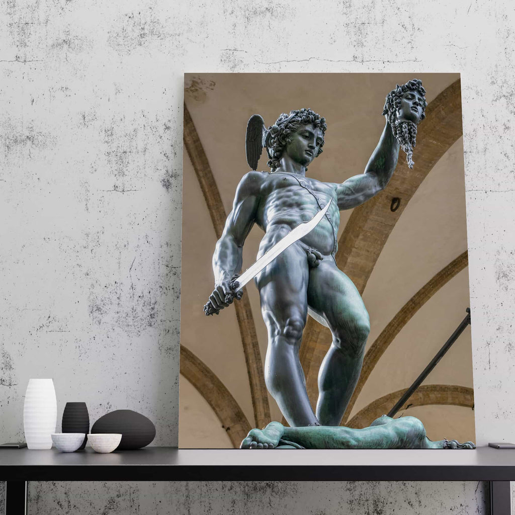 Perseus with Head of Medusa Canvas Wall Art Print | Canvas wall art print by Wall Nostalgia. Custom Canvas Prints, Made in Calgary, Canada, Large canvas prints, framed canvas prints, Perseus with Head of Medusa Canvas Wall Art Print, Greek Art Print, Greek Canvas Print, Greek God Art Print, Medusa Art Print, Modern Art