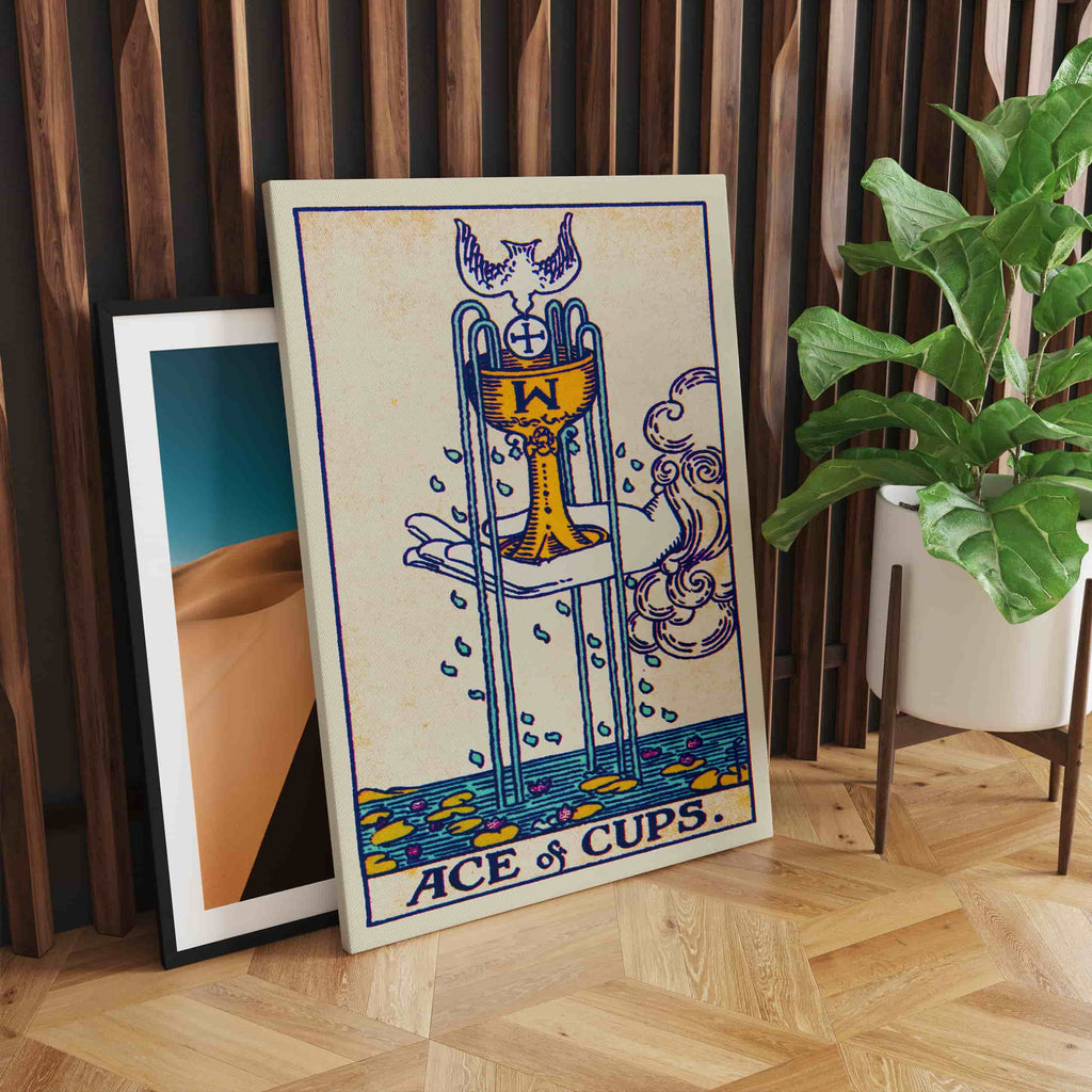 Ace of Cups Tarot Card Canvas Print | Canvas wall art print by Wall Nostalgia. Custom Canvas Prints, Made in Calgary, Canvas wall art canada, Ace of Cups print, Tarot Cards Printing Canada, Tarot Card Art Prints, Tarot Card canvas art, tarot card art, Tarot Cards Canada, Tarot Card Pictures, canvas prints canada