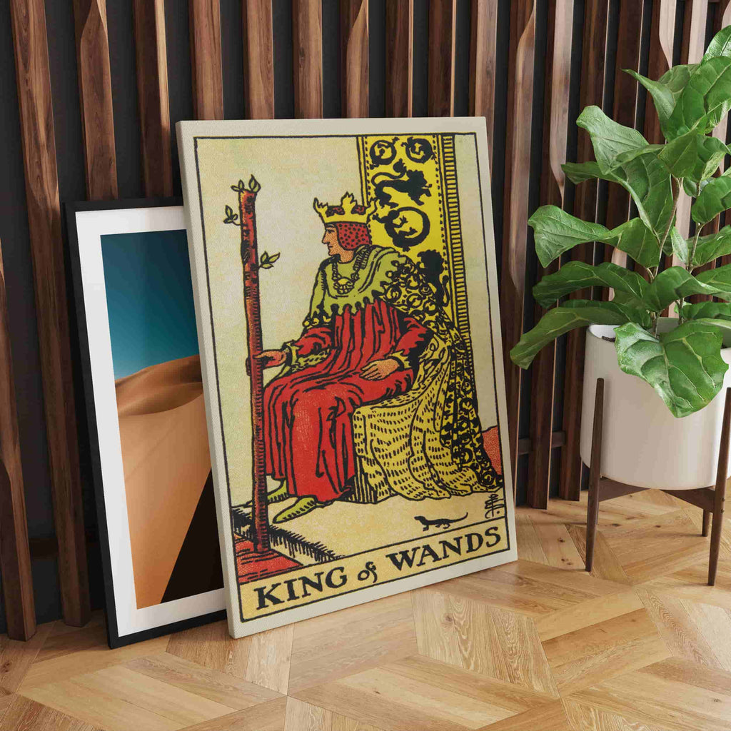 King of Wands Tarot Card Art Print | Canvas wall art by Wall Nostalgia. Custom Canvas Prints, Made in Calgary, Canvas wall art canada, Tarot Cards Printing Canada, king of wands Tarot Card Art Prints, king of wands Tarot Card canvas art, tarot card art, Tarot Cards Canada, Tarot Card Pictures, canvas prints Canada