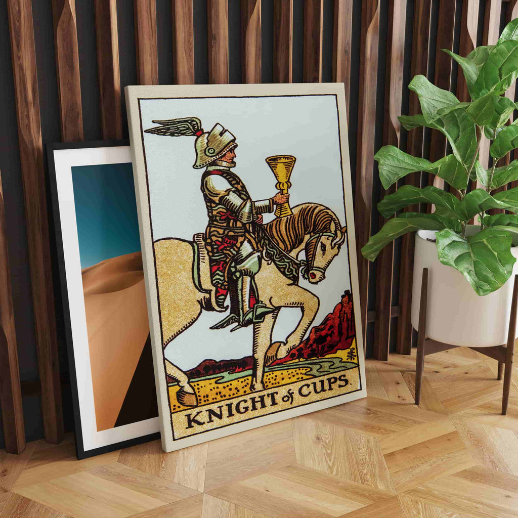 Knight of Cups Tarot Card Art Print | Canvas wall art print by Wall Nostalgia. Custom Canvas Prints, Canvas wall art canada, Tarot Cards Printing Canada, Knight of Cups Tarot Card Art Prints, Tarot Card canvas art, knight of cups tarot card art, Tarot Cards Canada, Tarot Card Pictures, canvas prints Canada