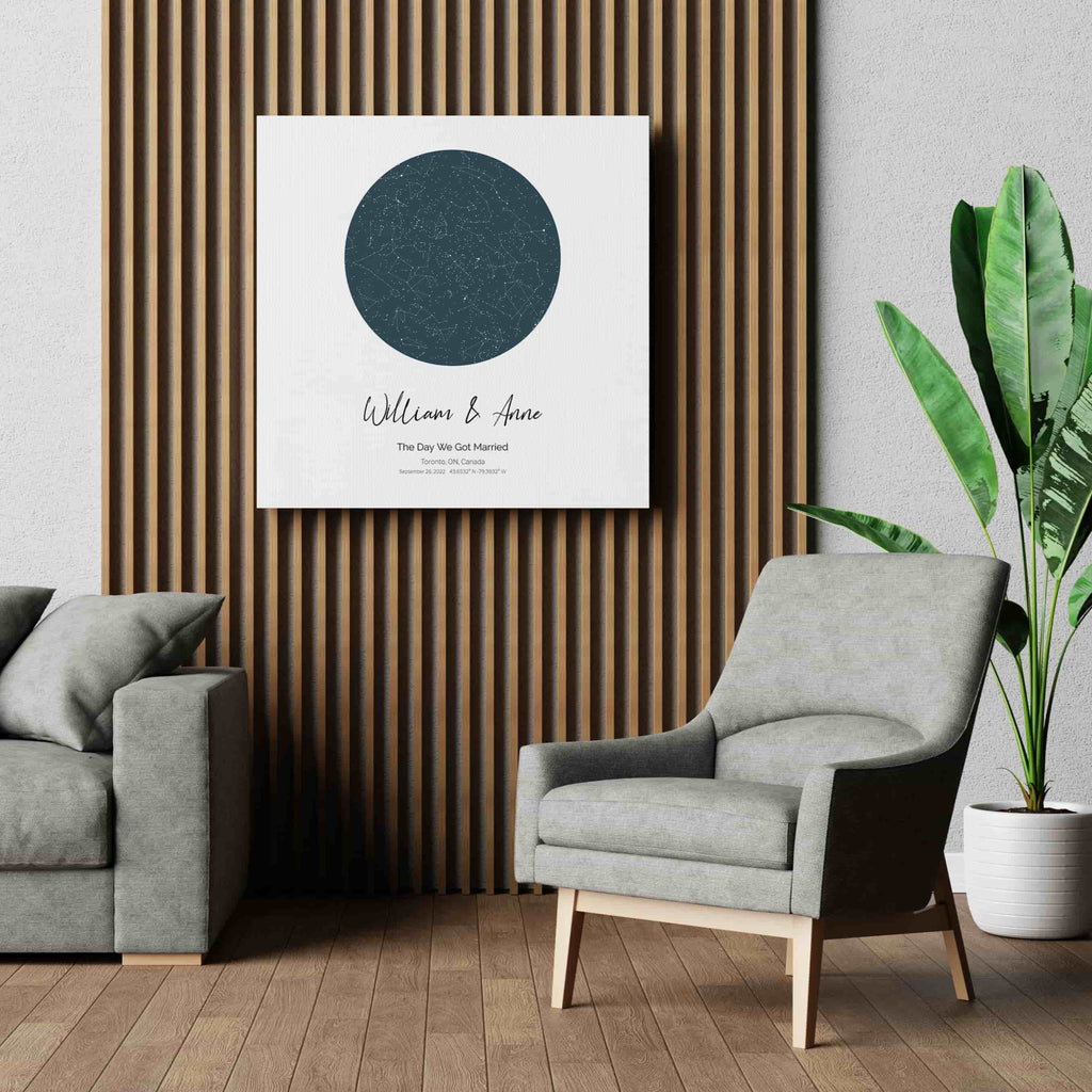 Create a personalized Star Map that charts the stars alignment on a night that was special to you. They make the perfect gift for someone special...the night you met, got engaged, married, had a baby, or a special anniversary. Custom star map, night sky map, personalized star map, personalized wedding gift canada