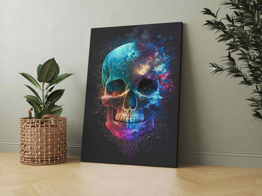 Cosmic Skull Print | Canvas wall art print by Wall Nostalgia. Custom Canvas Prints, Made in Calgary, Canada | Large canvas prints, framed canvas prints, Skull art, Skull wall art print, Skull Canvas art, Gothic art print, Skull canvas wall art, Skull art print, Living room wall art decor, Canvas wall art prints Canada