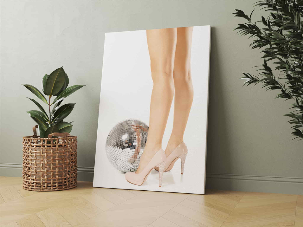 Hand Drawn Silver Disco Ball Painting, Mirrorball Wall Art Home Decor Pink, Disco Ball Poster, Retro Aesthetic